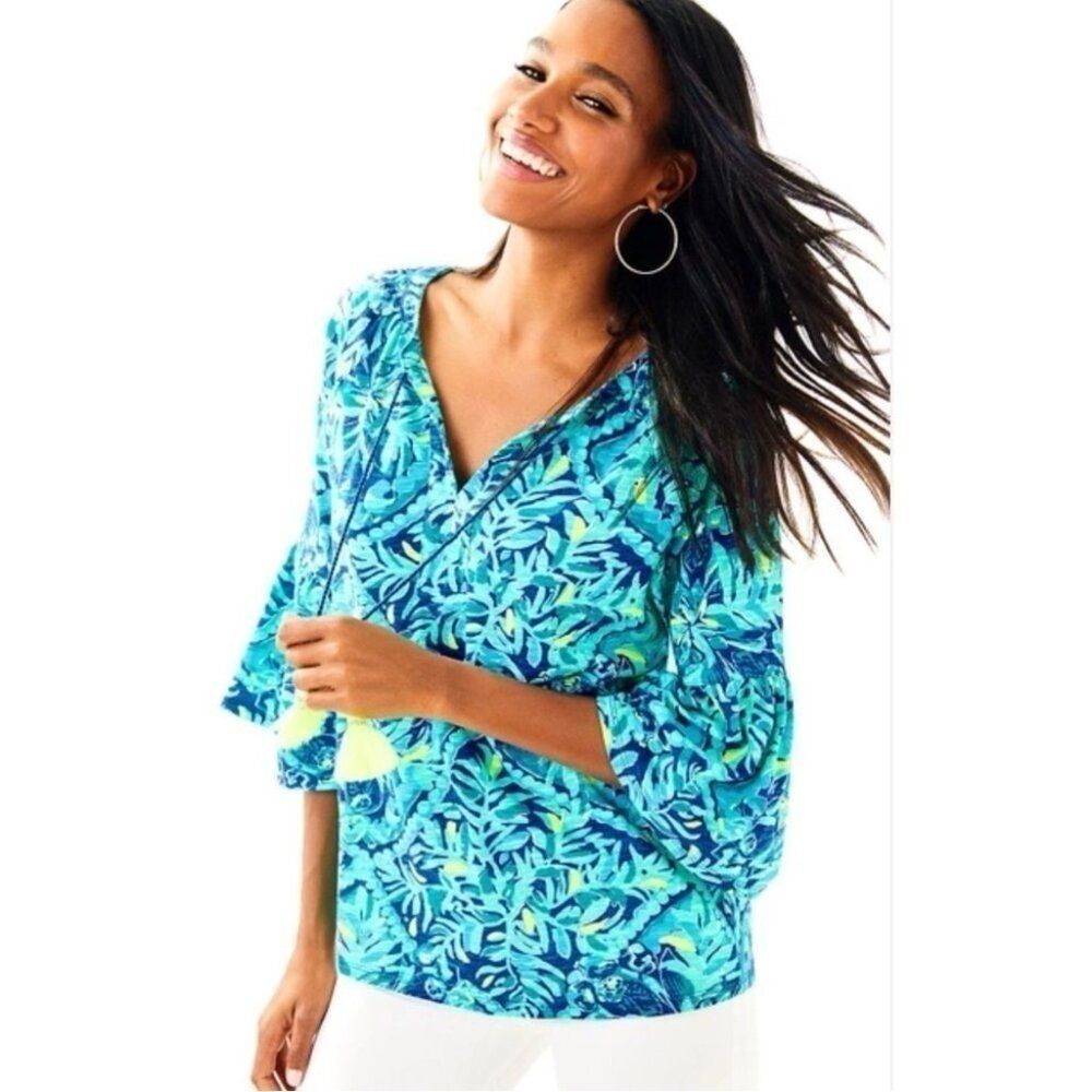 Lilly Pulitzer Del Lago Top in Indigo Midnight Cove